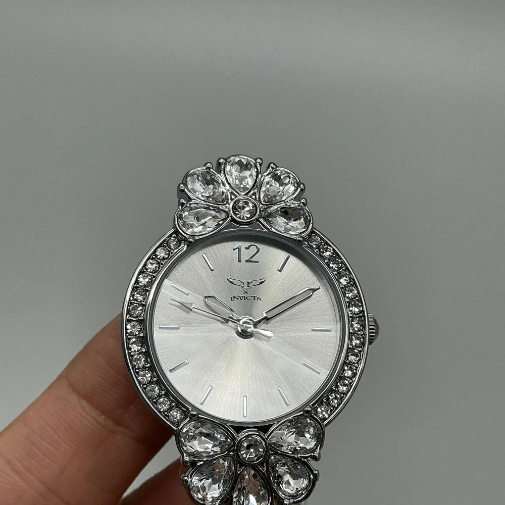 Invicta 69111 Womens Watch 30mm Silver Crystal Bezel Stainless Bracelet 7.75
